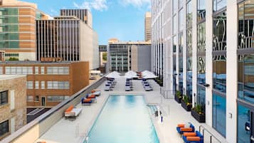 Outdoor pool, open 8:00 AM to 8:30 PM, pool umbrellas, sun loungers