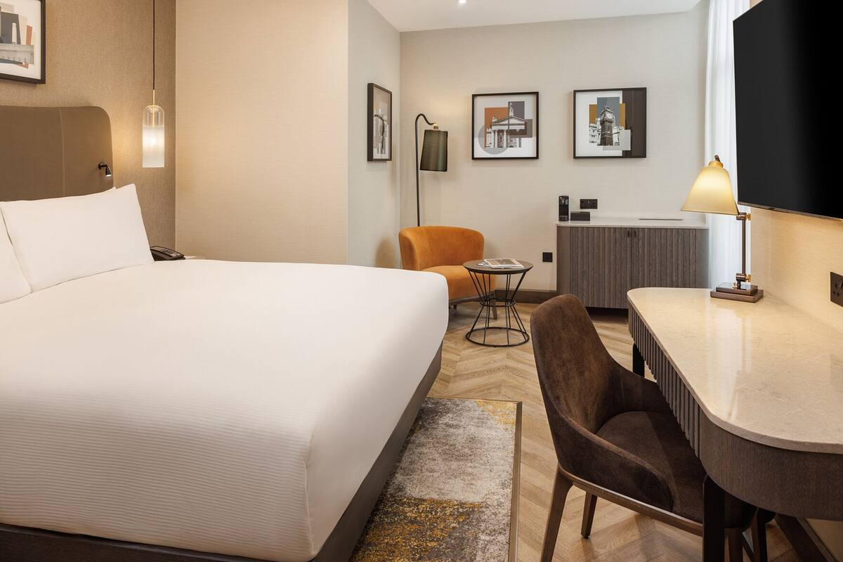 In-room safe, desk, laptop workspace, blackout curtains