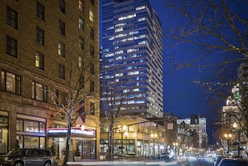 View from property looking out at Heathman Hotel