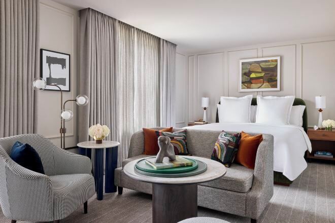 Frette Italian sheets, premium bedding, down comforters, minibar
