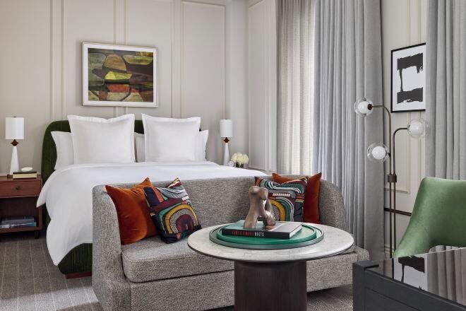 Frette Italian sheets, premium bedding, down comforters, minibar