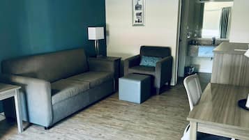 Individually decorated, individually furnished, desk, laptop workspace