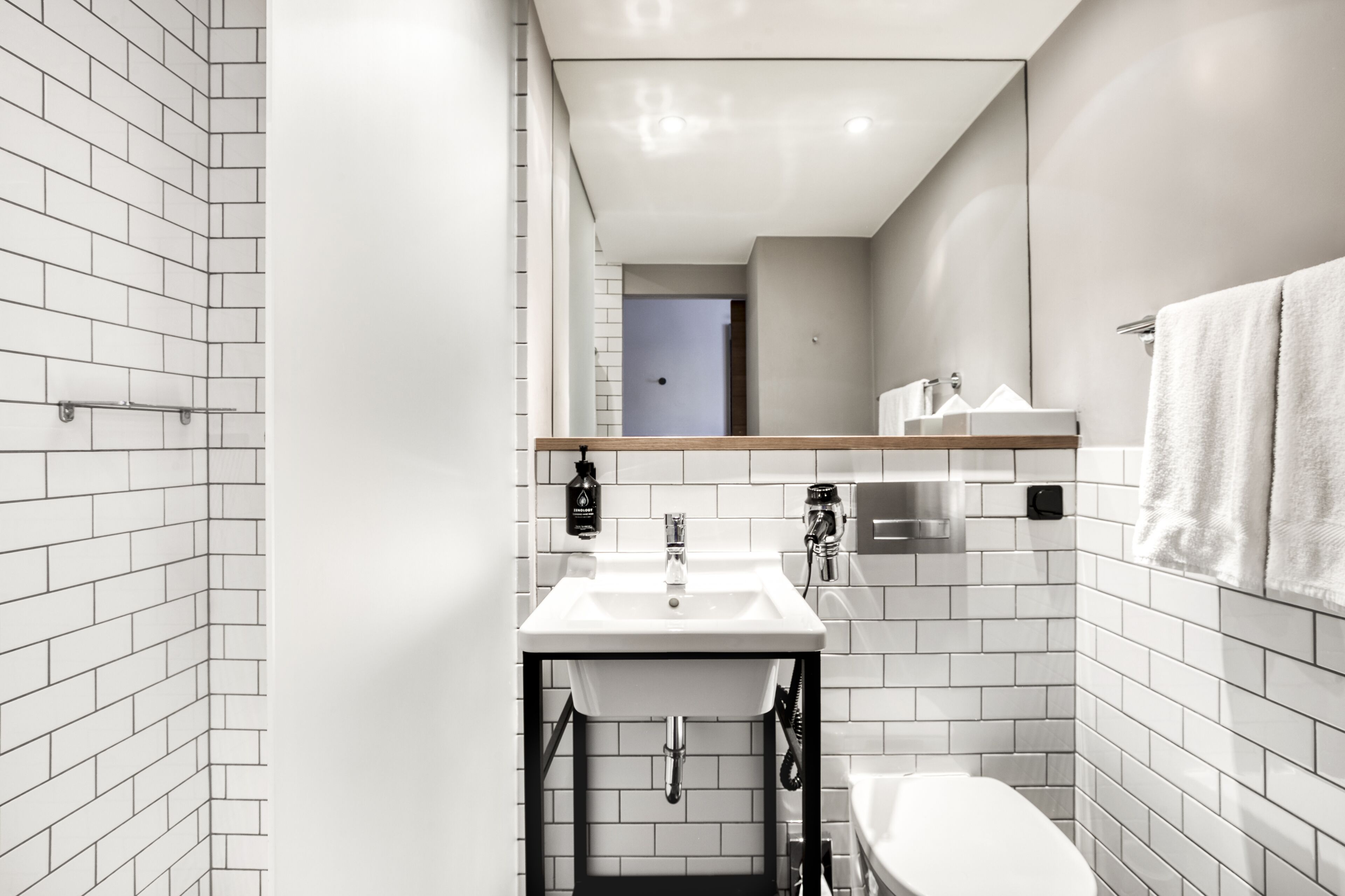 shower, rainfall showerhead, designer toiletries, hair dryer