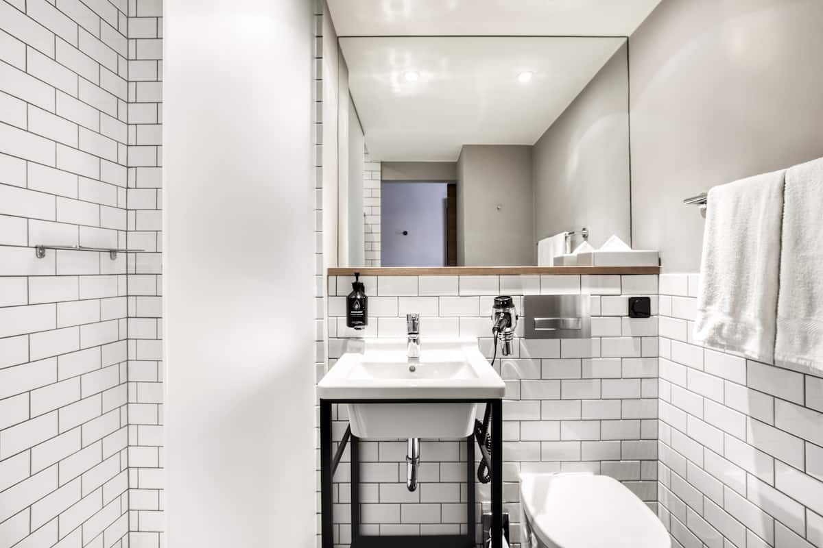 shower, rainfall showerhead, designer toiletries, hair dryer