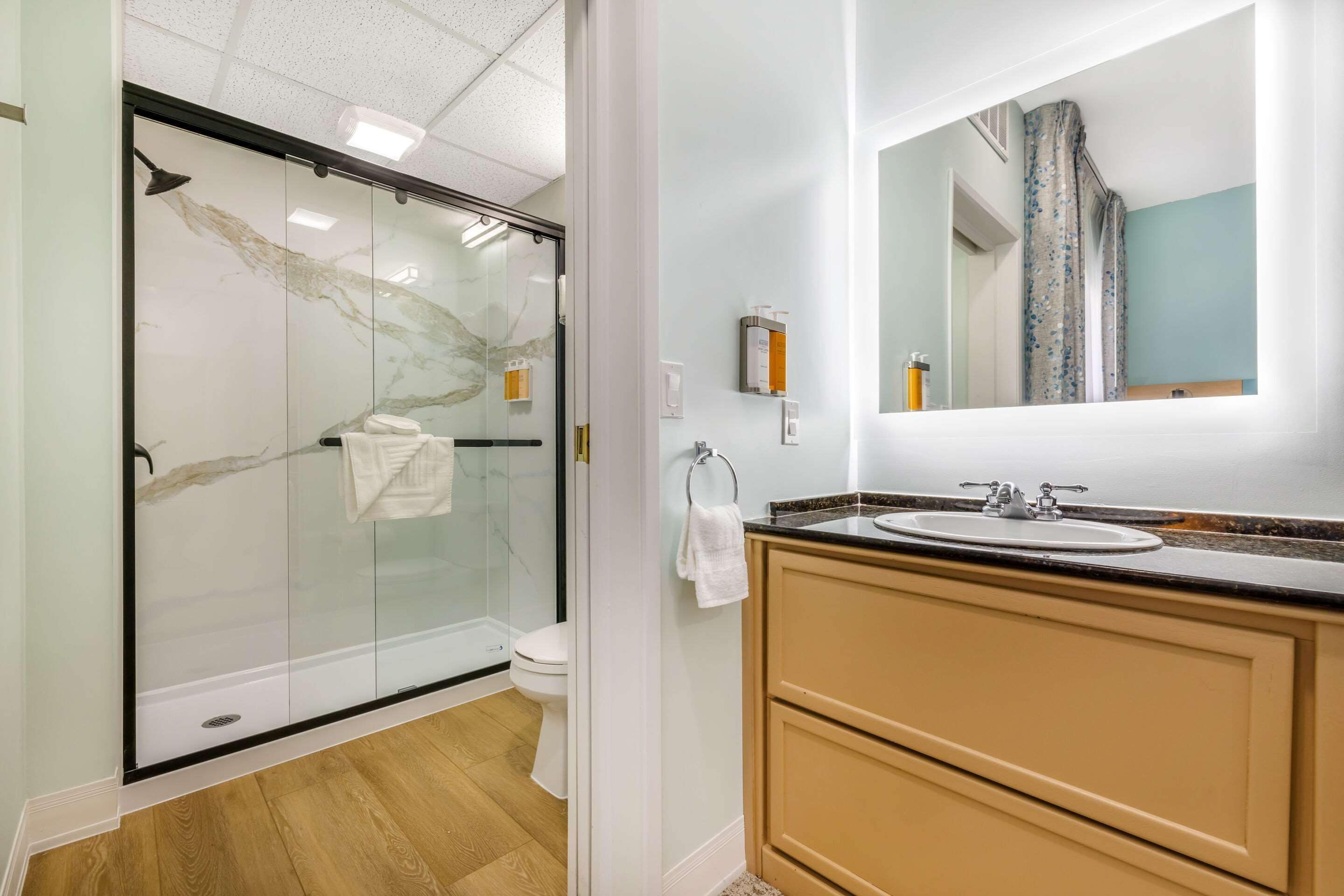 free toiletries, hair dryer, towels, soap