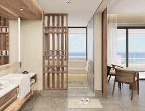 Preferred Club Master Suite Ocean Front Plunge Pool | Kylpyhuone | Erillinen kylpyamme ja suihku, ympäristöystävälliset hygieniatuotteet