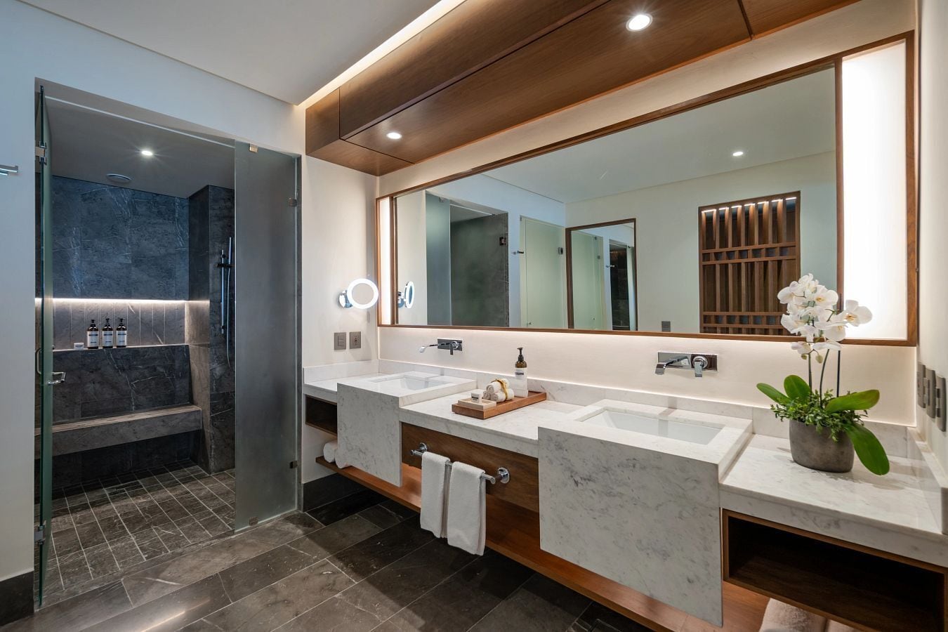 Ducha, artículos de higiene personal ecológicos y secador de pelo