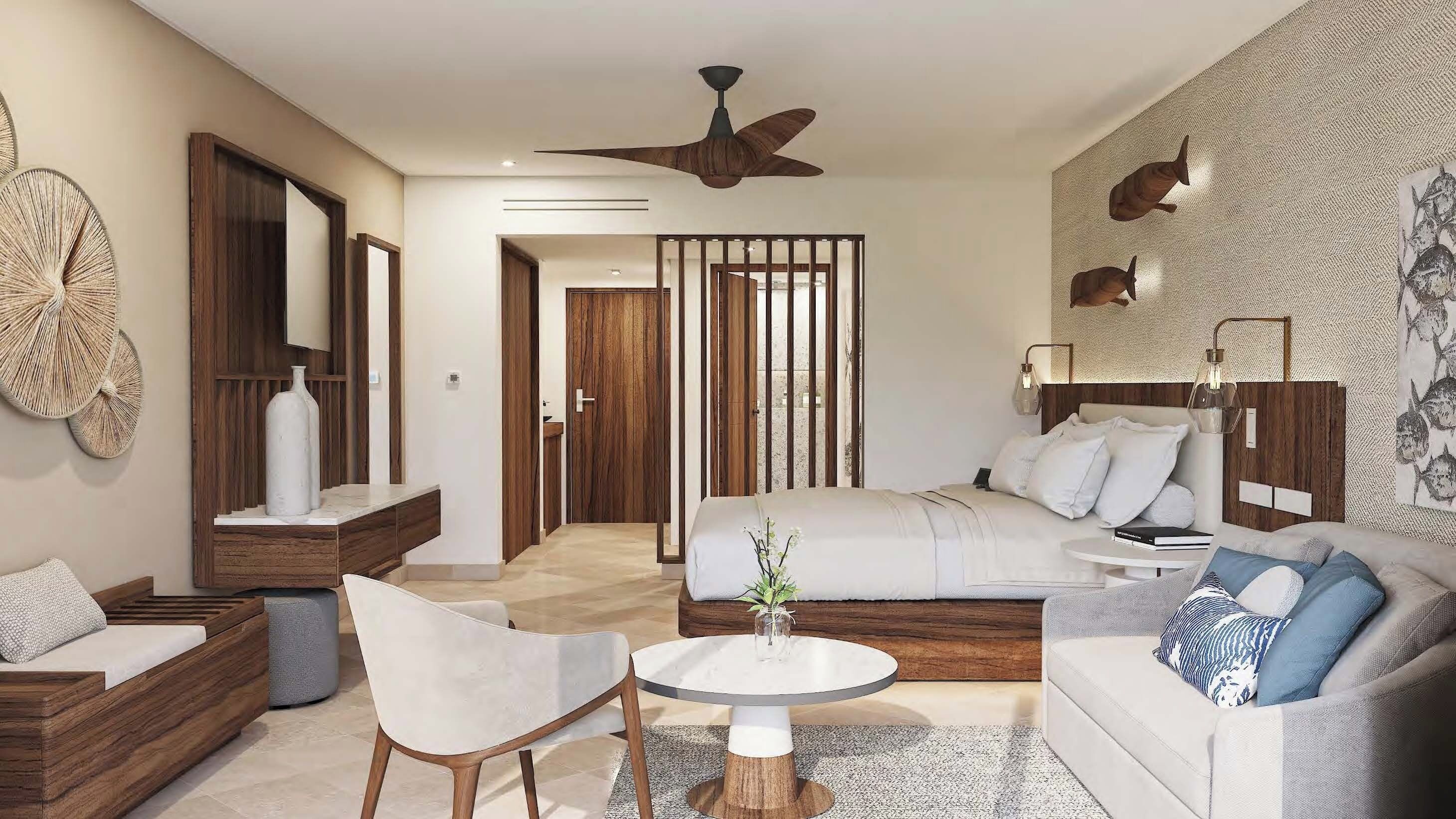 Tropical View Balcony King | Ropa de cama de alta calidad, colchones con acolchado adicional, minibar