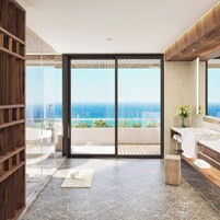 Ducha, artículos de tocador ecológicos, secador de pelo, toallas