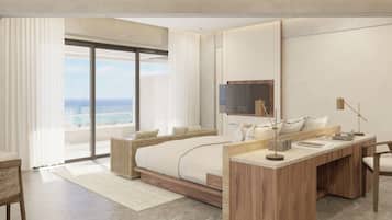 Preferred Club Master Suite Ocean Front Plunge Pool | Ropa de cama de alta calidad, colchones con acolchado adicional, minibar