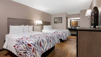 Pillowtop beds, desk, blackout drapes, free WiFi