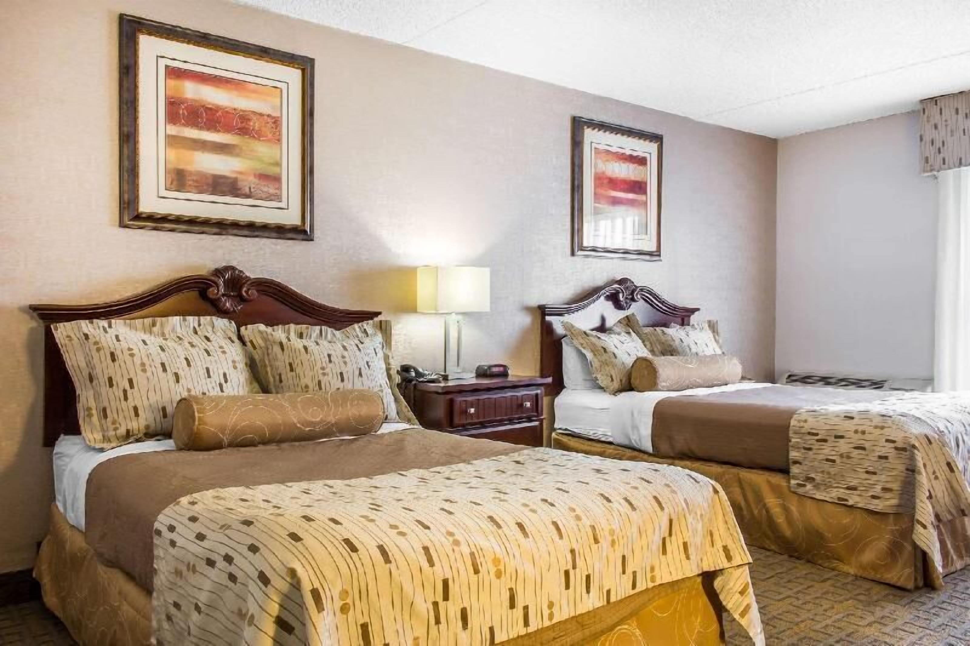 Pillowtop beds, desk, laptop workspace, iron/ironing board