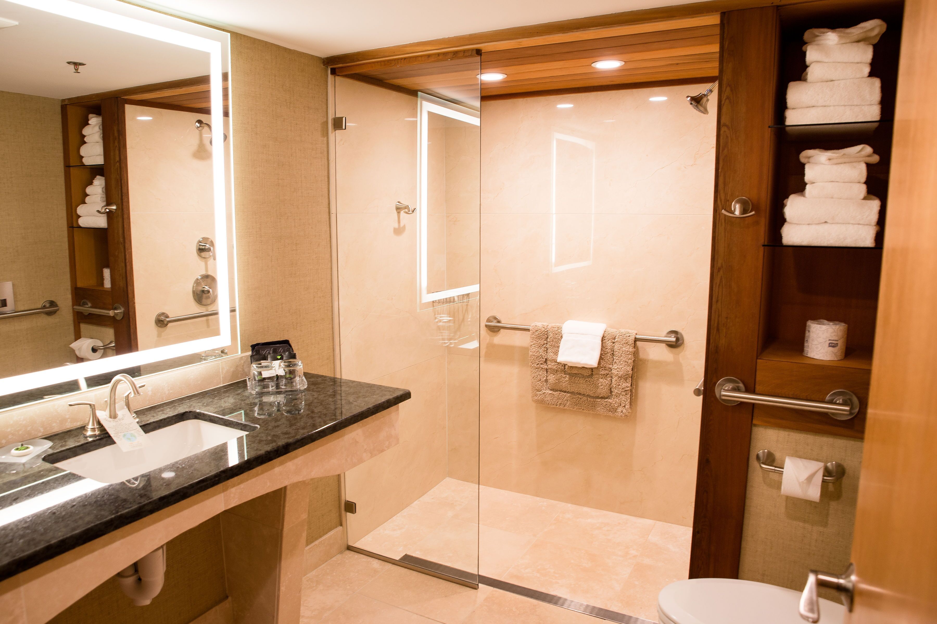 deluxe room, 2 queen beds, lake view | bathroom | free toiletries, hair dryer, towels, soap