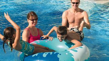 Indoor pool, outdoor pool, open 7:00 AM to 10:00 PM, sun loungers