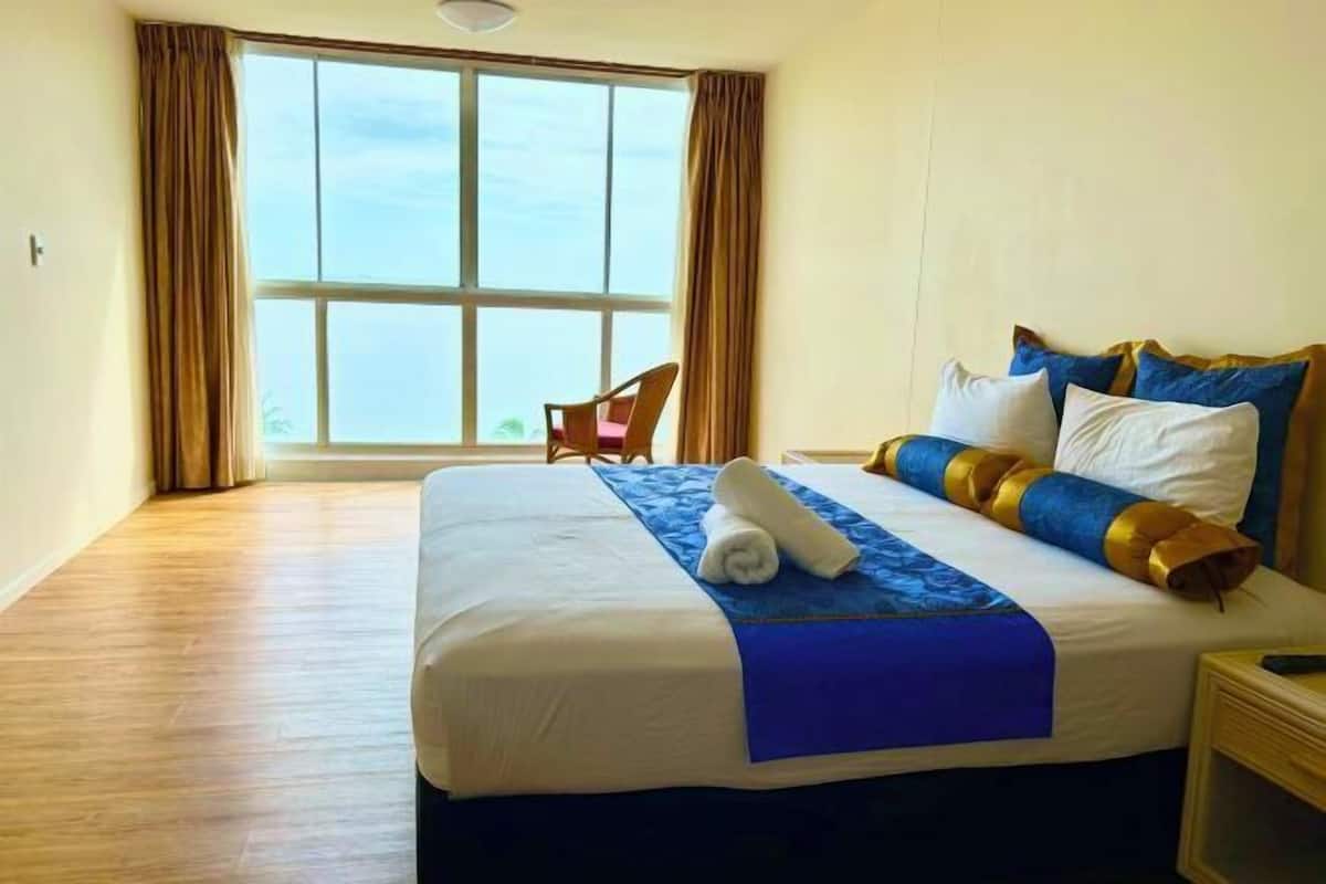 1 bedroom, desk, laptop workspace, iron/ironing board