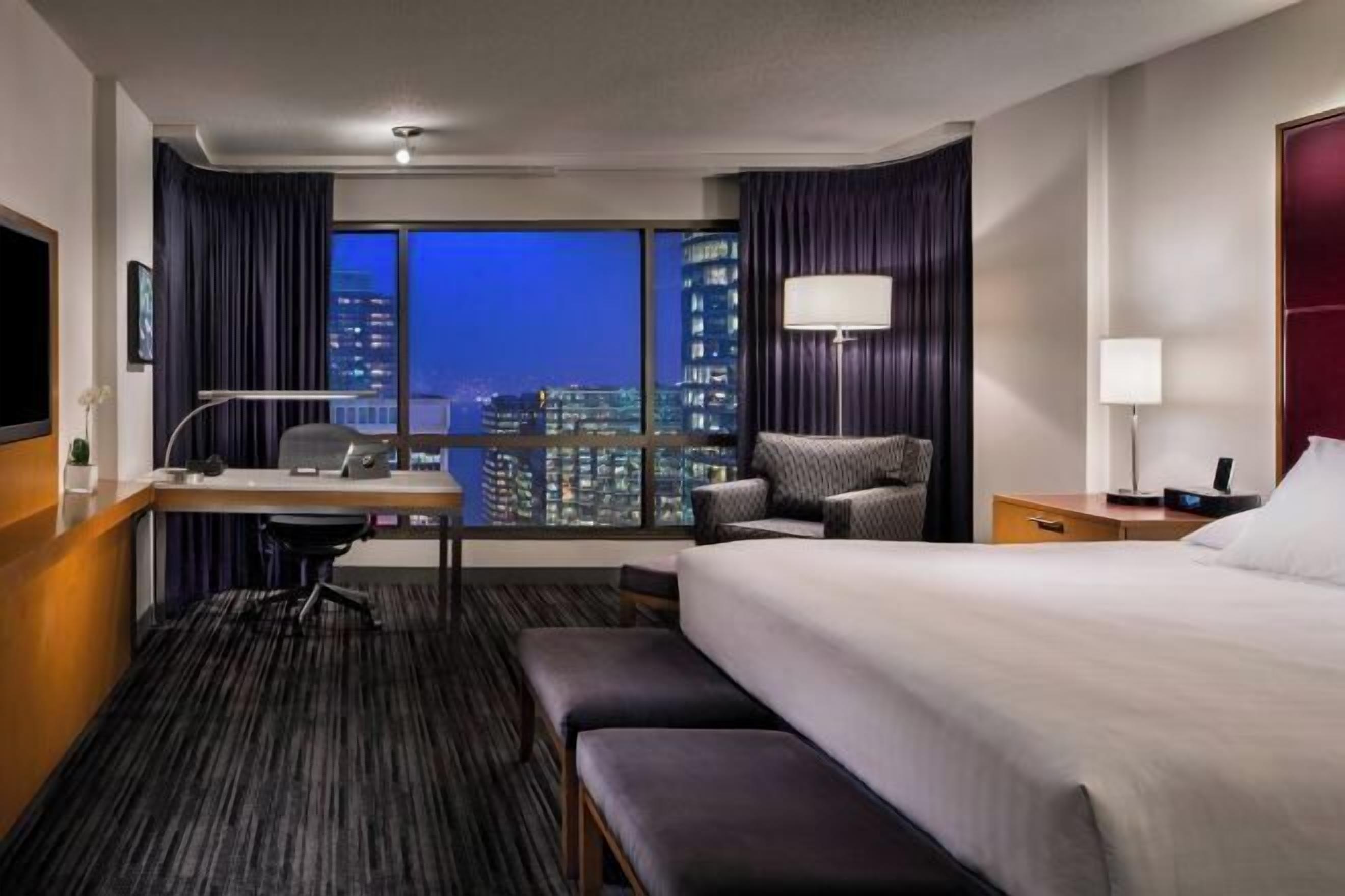 Premium bedding, down comforters, pillowtop beds, in-room safe