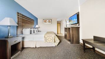 Pillowtop beds, desk, blackout drapes, iron/ironing board