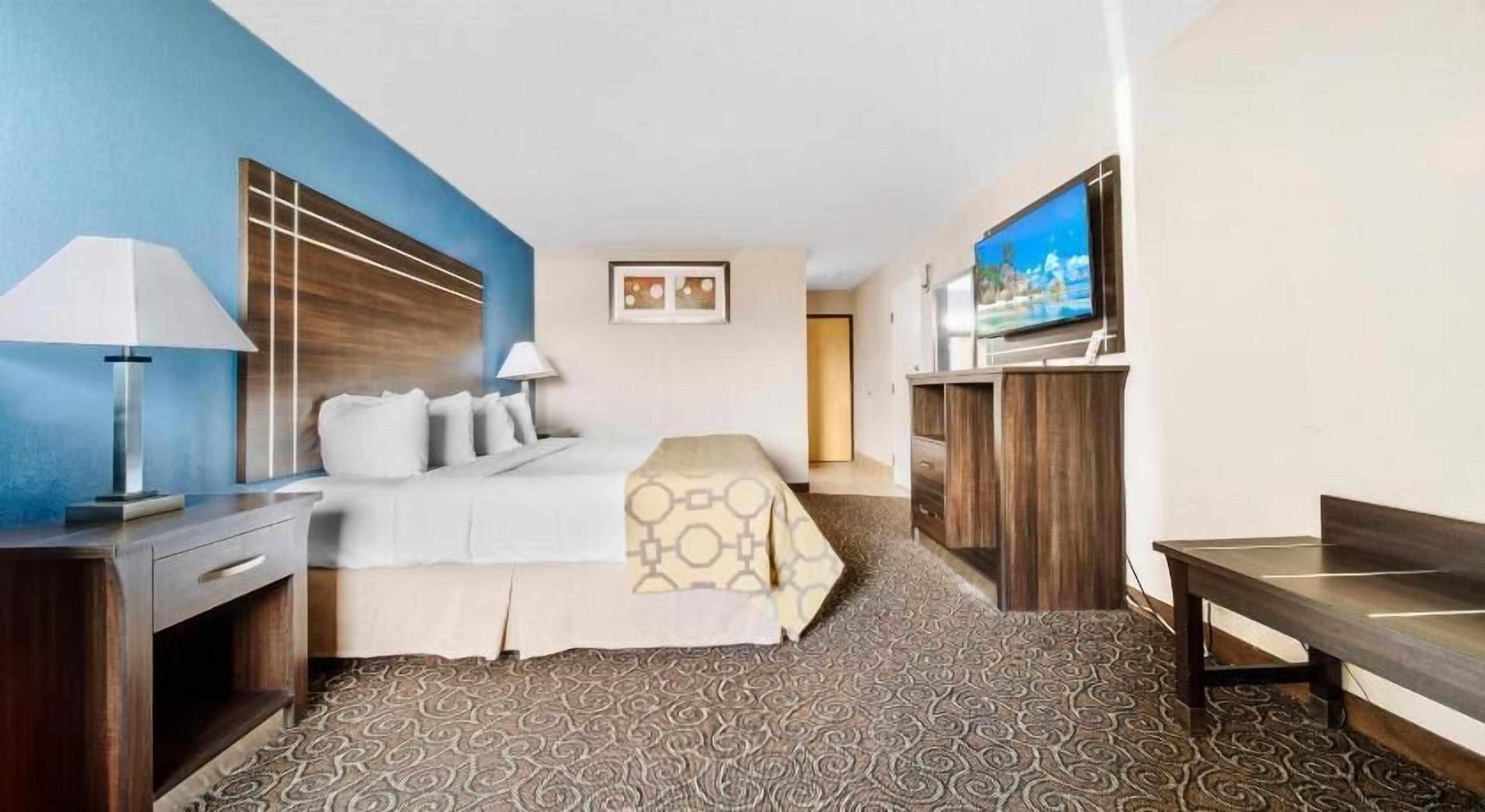 Pillow-top beds, desk, blackout curtains, iron/ironing board