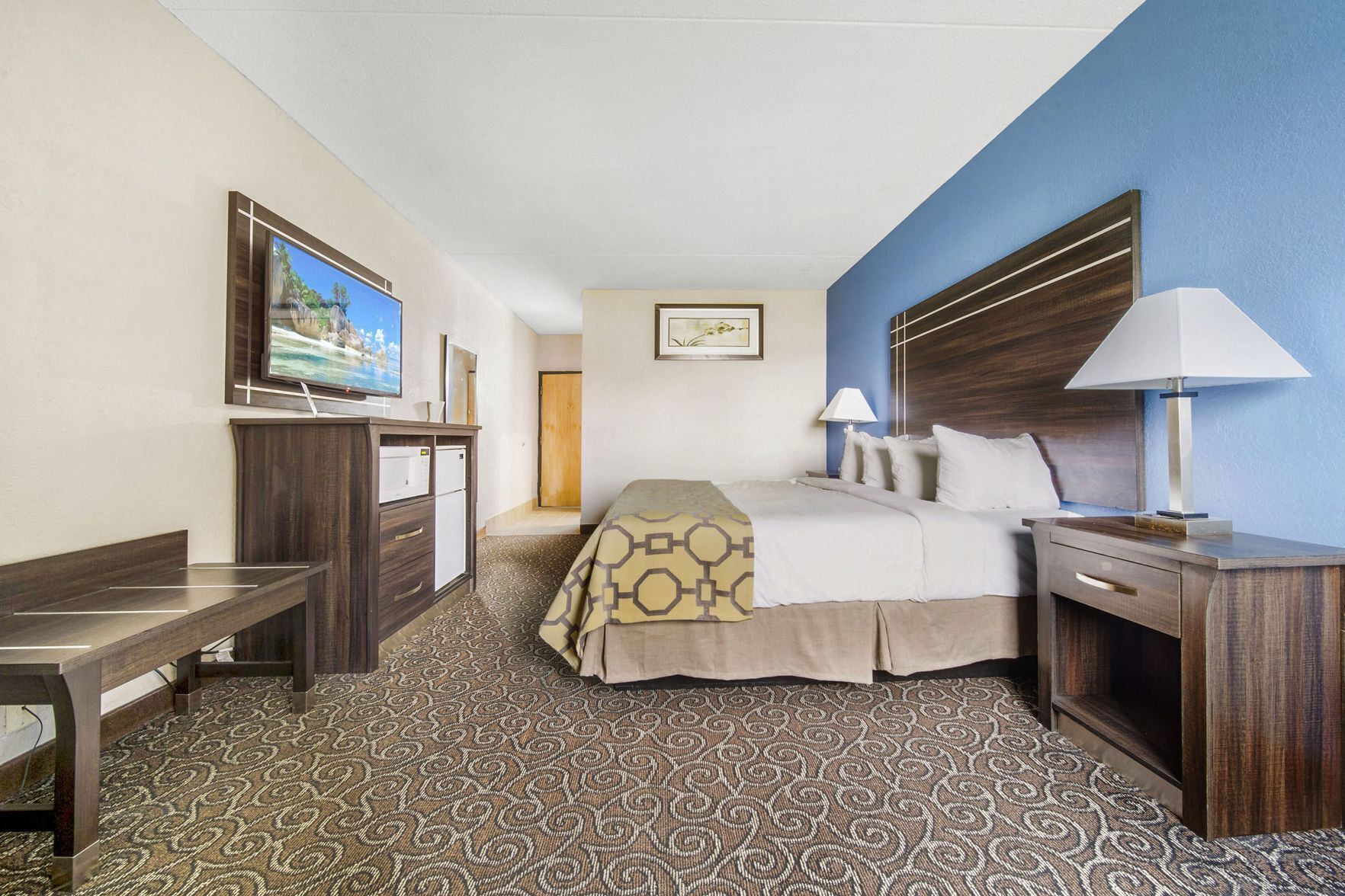 Pillow-top beds, desk, blackout curtains, iron/ironing board