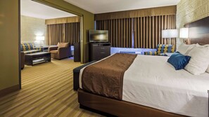 Suite, 1 King Bed, Non Smoking | 1 bedroom, desk, iron/ironing board, free cribs/infant beds