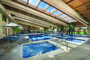 Indoor pool, open 8:00 AM to 10:00 PM, sun loungers
