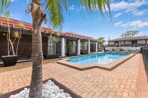 Outdoor pool, sun loungers