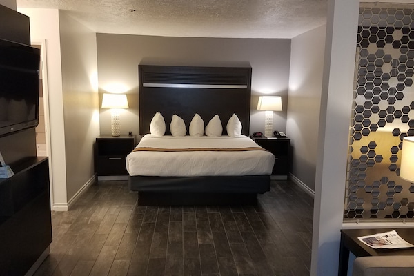 Suite - 1 kingsize-seng - ikke-ryger - køleskab og mikrobølgeovn (Pet Friendly;with Sofabed) | Allergivenligt sengetøj, pengeskab på værelset, skrivebord