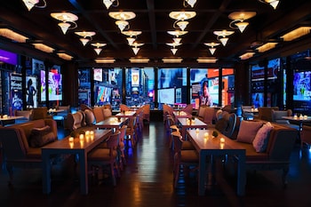 Lounge at Renaissance New York Times Square Hotel by Marriott