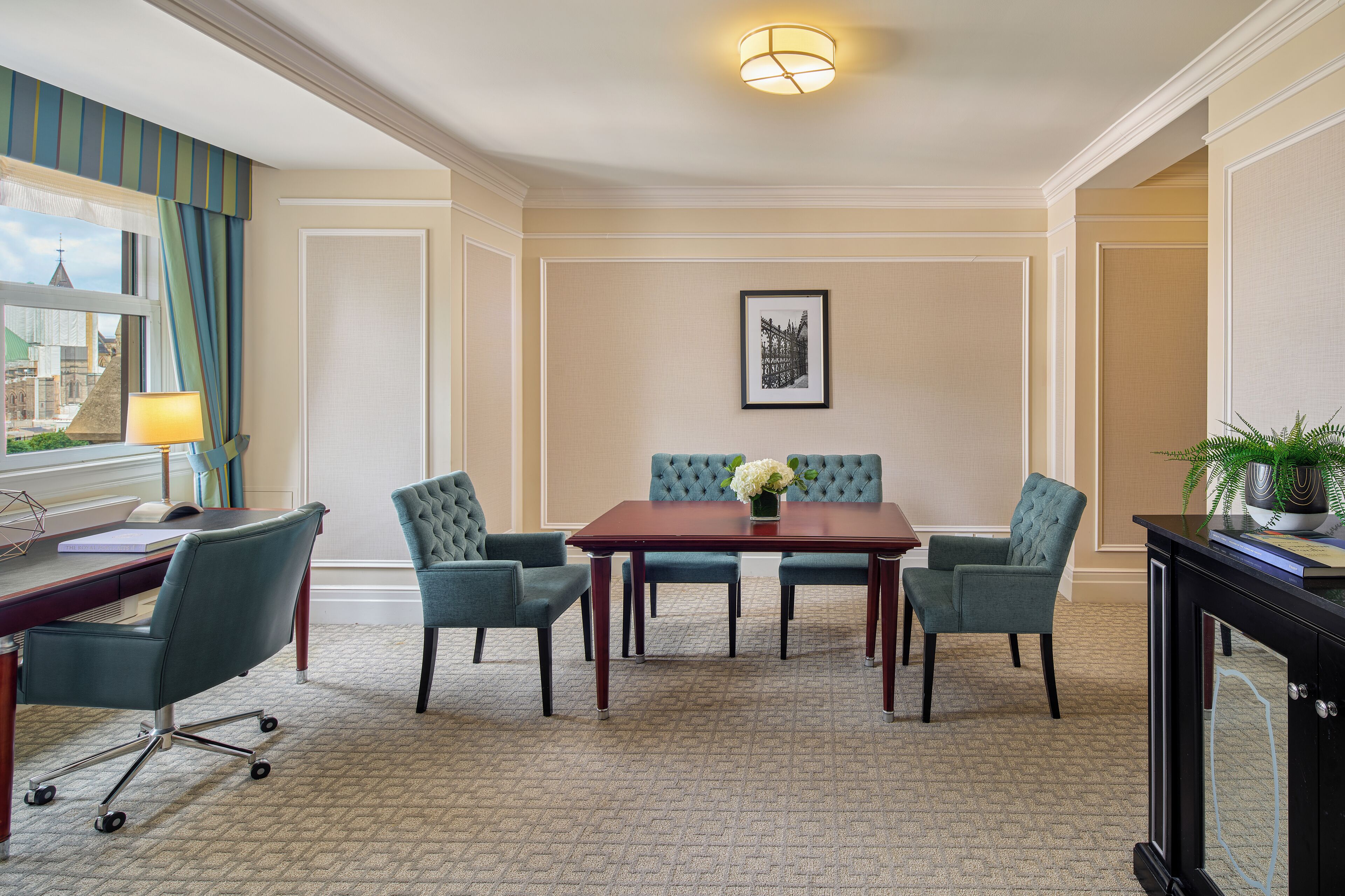 junior suite, 1 queen bed | living area | 42-inch lcd tv with cable channels, tv, pay films