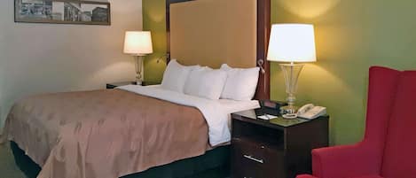 Premium bedding, memory-foam beds, desk, laptop workspace