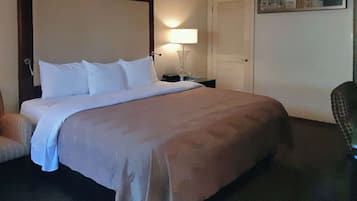 Premium bedding, memory-foam beds, desk, laptop workspace