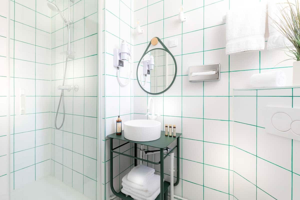 minibar, desk, laptop workspace, soundproofing