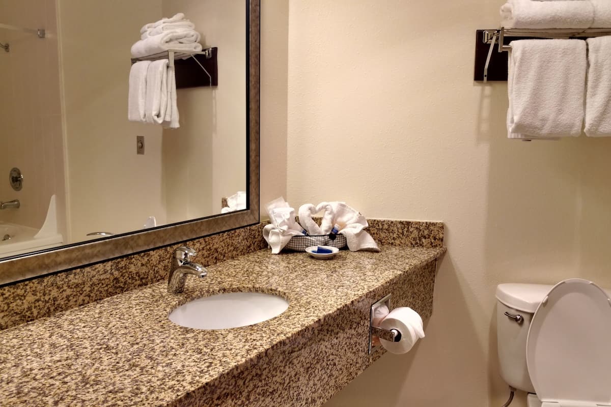 free toiletries, hair dryer, towels, soap