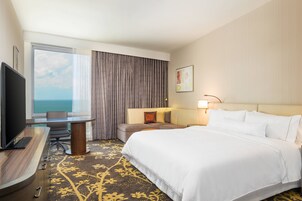 Down comforters, pillowtop beds, in-room safe, desk