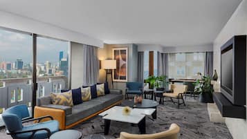 Presidential Suite, 1 King Bed | Living area | 42-inch LCD TV with satellite channels, TV