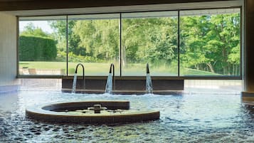 Indoor pool, outdoor pool, sun loungers
