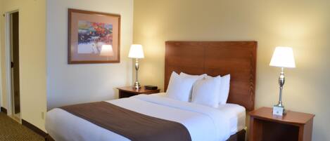 Premium bedding, pillow-top beds, desk, blackout curtains