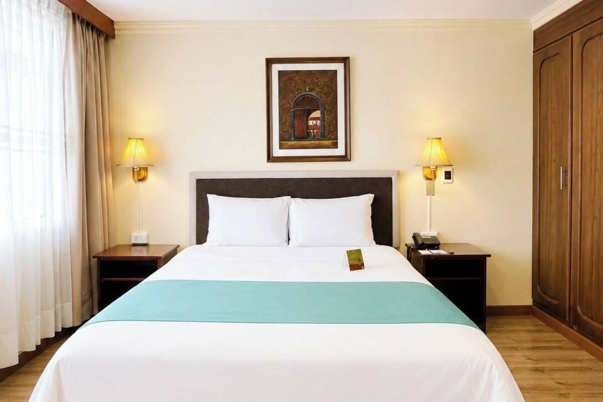 Premium bedding, down duvets, in-room safe, desk