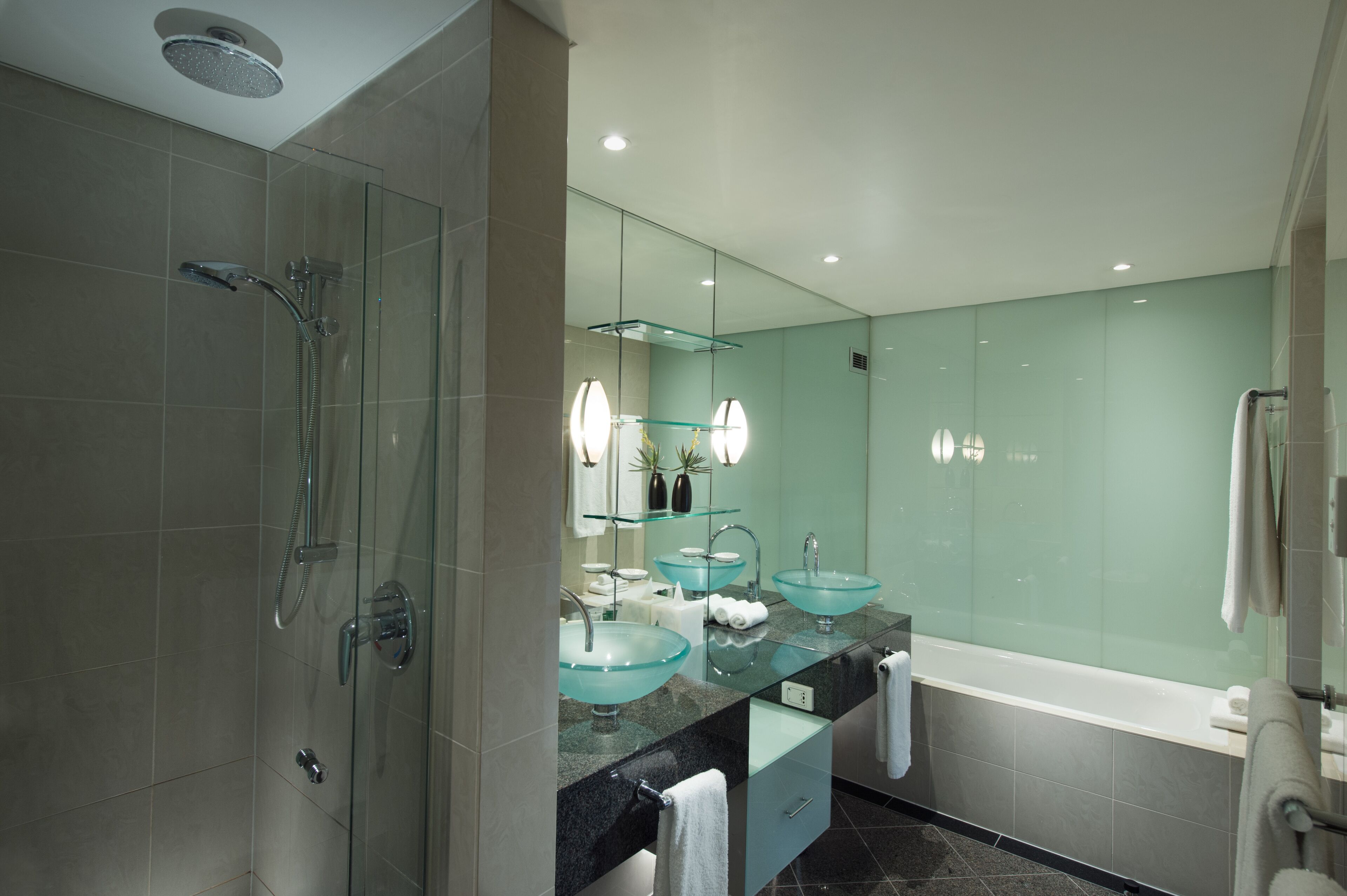 executive suite, 1 king bed, club lounge access | bathroom | free toiletries, hair dryer, bathrobes, slippers