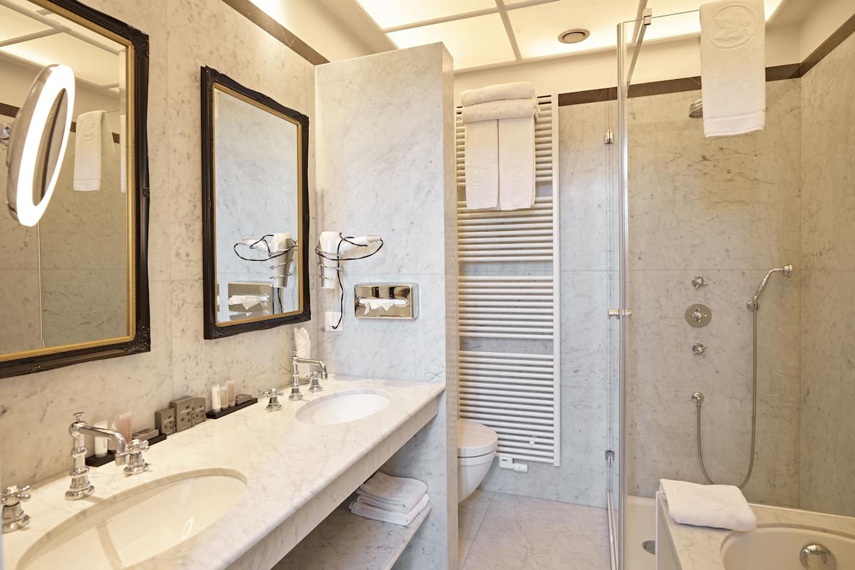 free toiletries, hair dryer, bathrobes, slippers