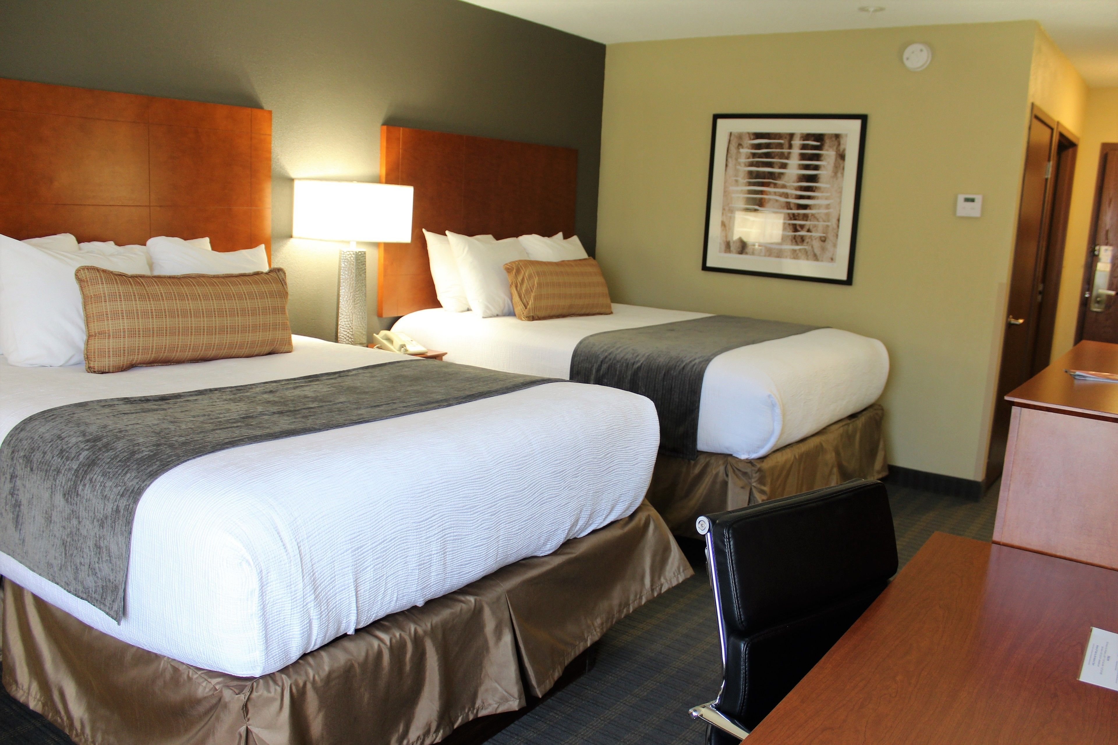 hypo-allergenic bedding, in-room safe, desk, laptop workspace