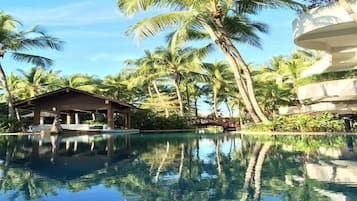 Outdoor pool, pool umbrellas