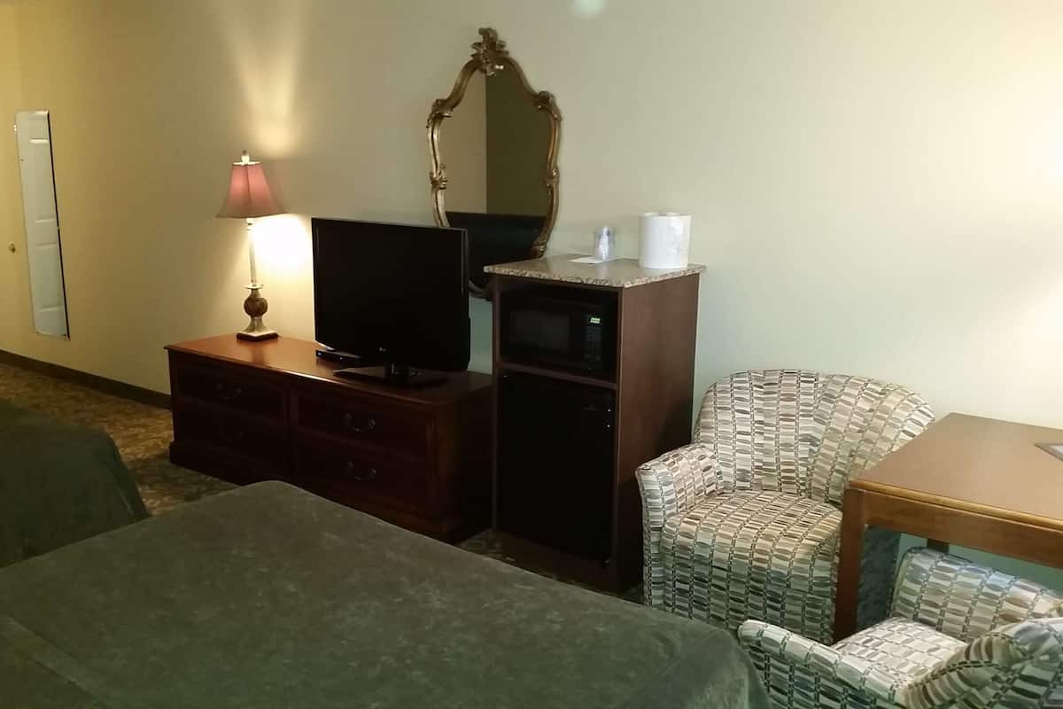 Desk, laptop workspace, iron/ironing board, WiFi