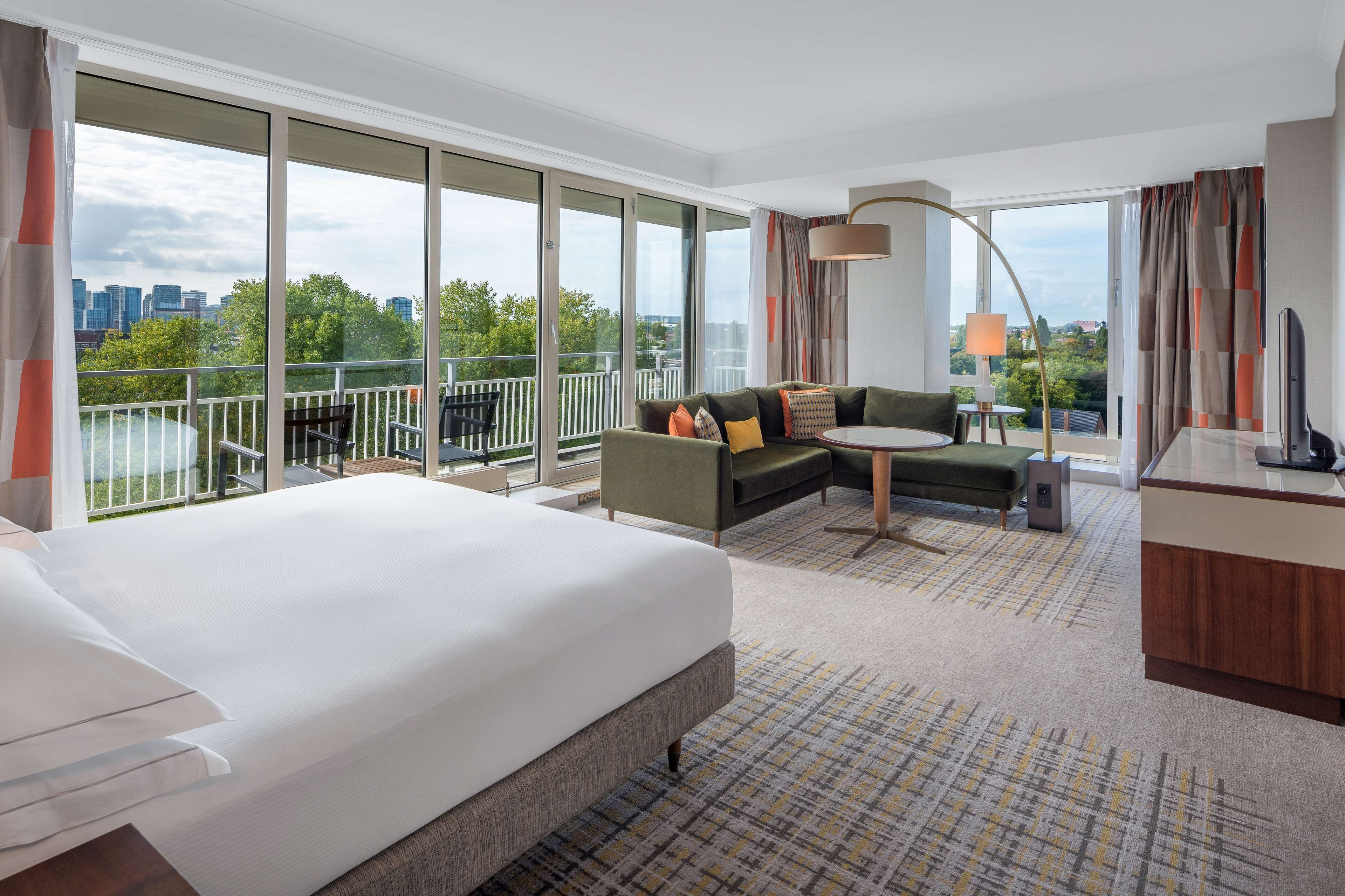 junior suite, 1 king bed, balcony (boulevard view) | living area | 49-inch flat-screen tv with cable channels, smart tv