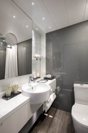 Kamer | Badkamer | Een haardroger, handdoeken