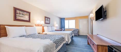 Standard Room, 2 Queen Beds | In-room safe, desk, iron/ironing board, free cribs/infant beds