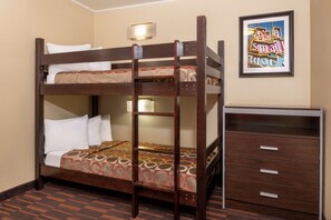 Blackout curtains, iron/ironing board, free cots/infant beds, free WiFi