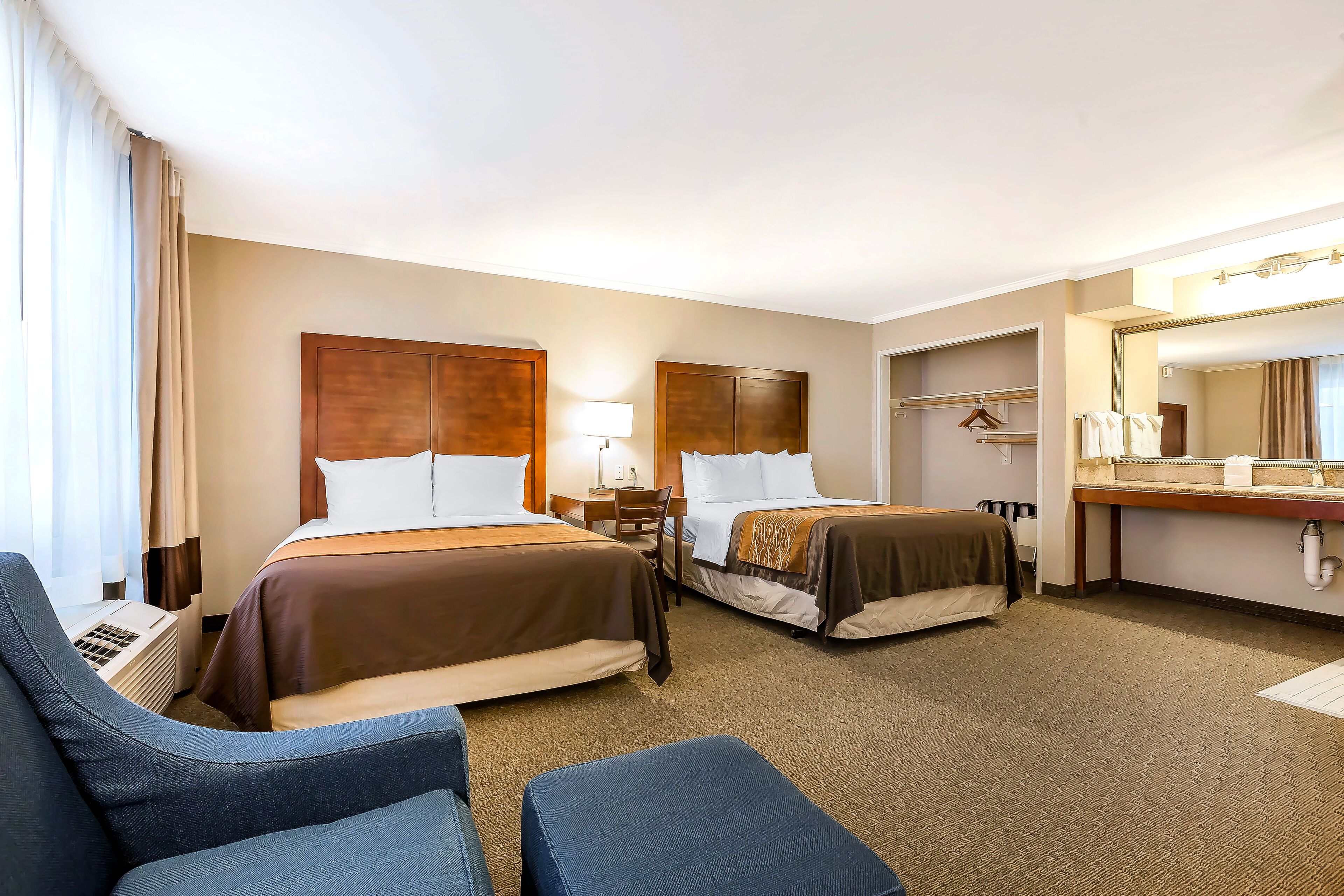 standard room, 2 queen beds, accessible, roll-in shower, courtyard view | pillow-top beds, in-room safe, individually furnished, desk