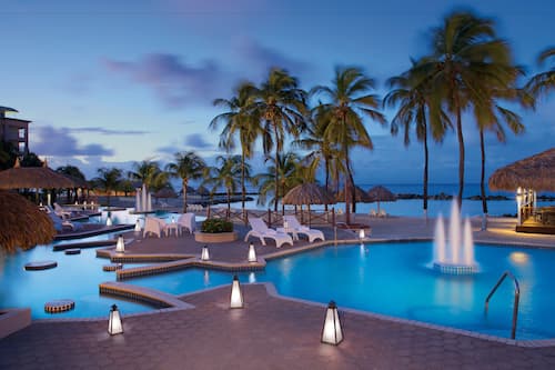 Outdoor pool, pool umbrellas, pool loungers