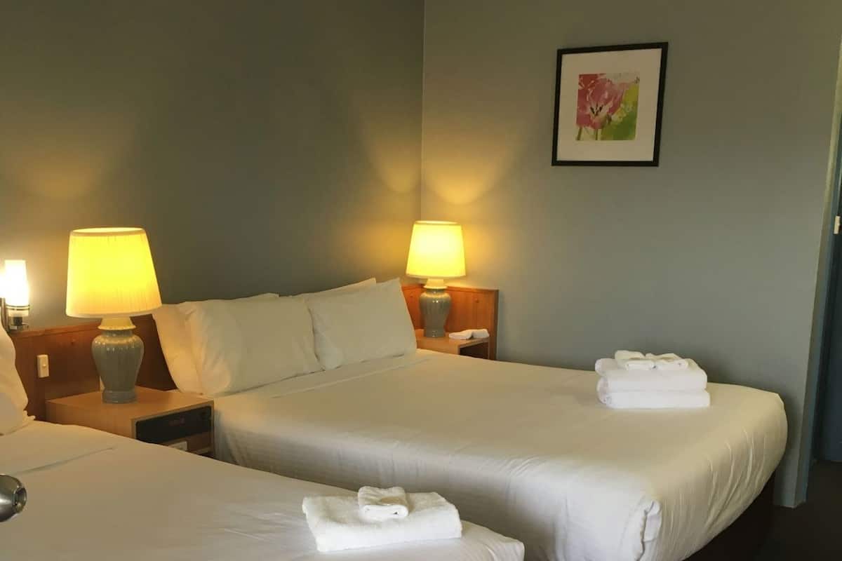 Mörkläggningsgardiner, strykjärn/strykbräda, gratis wi-fi och sängkläder